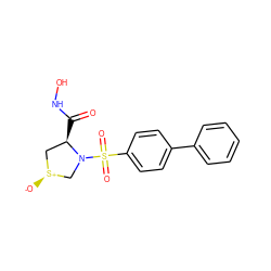 O=C(NO)[C@@H]1C[S@+]([O-])CN1S(=O)(=O)c1ccc(-c2ccccc2)cc1 ZINC000073313681