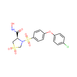 O=C(NO)[C@@H]1CS(=O)(=O)CN1S(=O)(=O)c1ccc(Oc2ccc(Cl)cc2)cc1 ZINC000073311156