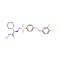 O=C(NO)[C@H](CNS(=O)(=O)c1ccc(OCc2ccc(Cl)c(Cl)c2)cc1)N1CCCCC1 ZINC000114998776