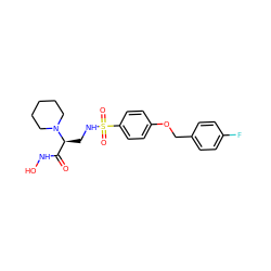 O=C(NO)[C@H](CNS(=O)(=O)c1ccc(OCc2ccc(F)cc2)cc1)N1CCCCC1 ZINC000114998647