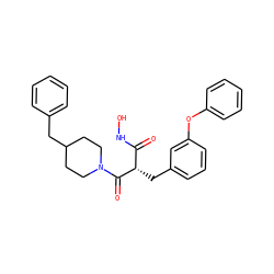 O=C(NO)[C@H](Cc1cccc(Oc2ccccc2)c1)C(=O)N1CCC(Cc2ccccc2)CC1 ZINC000035272297