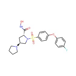 O=C(NO)[C@H]1C[C@H](N2CCCC2)CN1S(=O)(=O)c1ccc(Oc2ccc(F)cc2)cc1 ZINC000013835752