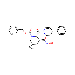 O=C(NO)[C@H]1CC2(CC2)CN(C(=O)OCc2ccccc2)[C@@H]1C(=O)N1C=C[C@H](c2ccccc2)CC1 ZINC000029038049