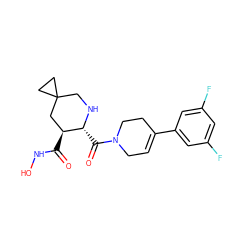 O=C(NO)[C@H]1CC2(CC2)CN[C@@H]1C(=O)N1CC=C(c2cc(F)cc(F)c2)CC1 ZINC000029037904