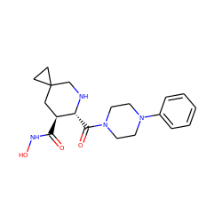 O=C(NO)[C@H]1CC2(CC2)CN[C@@H]1C(=O)N1CCN(c2ccccc2)CC1 ZINC000034554103