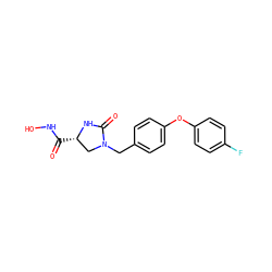 O=C(NO)[C@H]1CN(Cc2ccc(Oc3ccc(F)cc3)cc2)C(=O)N1 ZINC000003817611