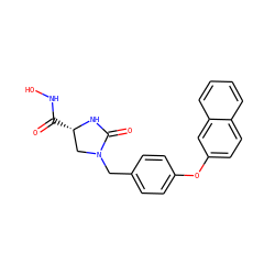 O=C(NO)[C@H]1CN(Cc2ccc(Oc3ccc4ccccc4c3)cc2)C(=O)N1 ZINC000003817613