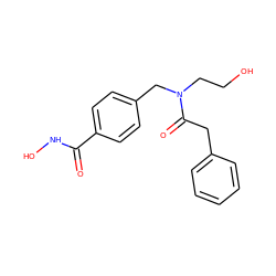 O=C(NO)c1ccc(CN(CCO)C(=O)Cc2ccccc2)cc1 ZINC000585091601