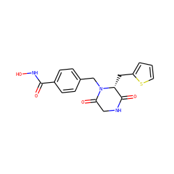 O=C(NO)c1ccc(CN2C(=O)CNC(=O)[C@H]2Cc2cccs2)cc1 ZINC000040409785