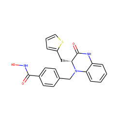 O=C(NO)c1ccc(CN2c3ccccc3NC(=O)[C@H]2Cc2cccs2)cc1 ZINC000040935838