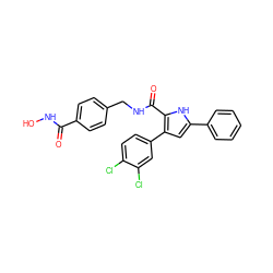 O=C(NO)c1ccc(CNC(=O)c2[nH]c(-c3ccccc3)cc2-c2ccc(Cl)c(Cl)c2)cc1 ZINC000144783152