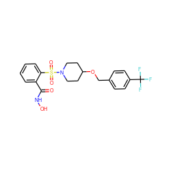 O=C(NO)c1ccccc1S(=O)(=O)N1CCC(OCc2ccc(C(F)(F)F)cc2)CC1 ZINC000026716008