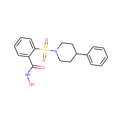 O=C(NO)c1ccccc1S(=O)(=O)N1CCC(c2ccccc2)CC1 ZINC000026716407