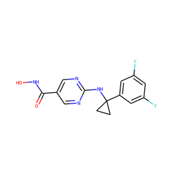 O=C(NO)c1cnc(NC2(c3cc(F)cc(F)c3)CC2)nc1 ZINC000166645320