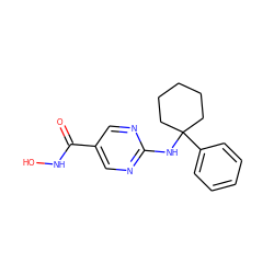 O=C(NO)c1cnc(NC2(c3ccccc3)CCCCC2)nc1 ZINC000166637951