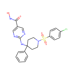 O=C(NO)c1cnc(NC2(c3ccccc3)CCN(S(=O)(=O)c3ccc(Cl)cc3)CC2)nc1 ZINC001772589179