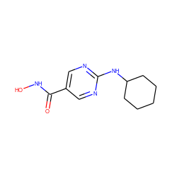 O=C(NO)c1cnc(NC2CCCCC2)nc1 ZINC000166655004