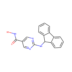 O=C(NO)c1cnc(NC2c3ccccc3-c3ccccc32)nc1 ZINC000115979823