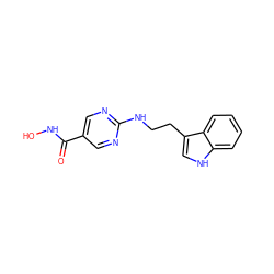 O=C(NO)c1cnc(NCCc2c[nH]c3ccccc23)nc1 ZINC000166721728