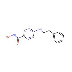 O=C(NO)c1cnc(NCCc2ccccc2)nc1 ZINC000166722606