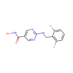 O=C(NO)c1cnc(NCc2c(Cl)cccc2Cl)nc1 ZINC000166625537