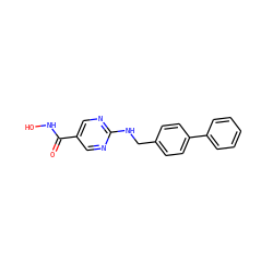 O=C(NO)c1cnc(NCc2ccc(-c3ccccc3)cc2)nc1 ZINC000166684323