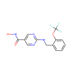 O=C(NO)c1cnc(NCc2ccccc2OC(F)(F)F)nc1 ZINC000166684918