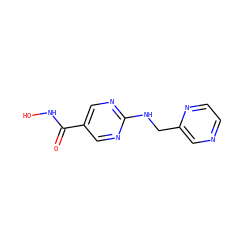 O=C(NO)c1cnc(NCc2cnccn2)nc1 ZINC000166664719