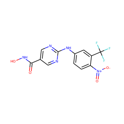 O=C(NO)c1cnc(Nc2ccc([N+](=O)[O-])c(C(F)(F)F)c2)nc1 ZINC000166623353