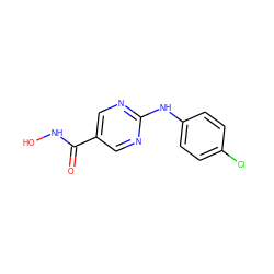 O=C(NO)c1cnc(Nc2ccc(Cl)cc2)nc1 ZINC000166657745