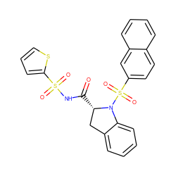 O=C(NS(=O)(=O)c1cccs1)[C@H]1Cc2ccccc2N1S(=O)(=O)c1ccc2ccccc2c1 ZINC000045334598