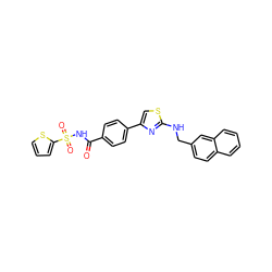 O=C(NS(=O)(=O)c1cccs1)c1ccc(-c2csc(NCc3ccc4ccccc4c3)n2)cc1 ZINC000045316711