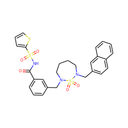 O=C(NS(=O)(=O)c1cccs1)c1cccc(CN2CCCCN(Cc3ccc4ccccc4c3)S2(=O)=O)c1 ZINC000049680088