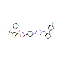 O=C(NS(=O)(=O)c1csc(C(F)(F)F)c1-c1ccccc1)c1ccc(N2CCN(Cc3ccccc3-c3ccc(Cl)cc3)CC2)cc1 ZINC000165152784