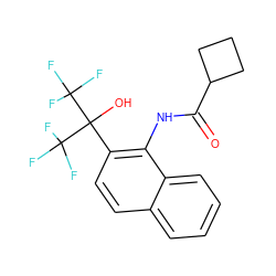 O=C(Nc1c(C(O)(C(F)(F)F)C(F)(F)F)ccc2ccccc12)C1CCC1 ZINC000013489796