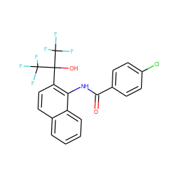 O=C(Nc1c(C(O)(C(F)(F)F)C(F)(F)F)ccc2ccccc12)c1ccc(Cl)cc1 ZINC000013489815