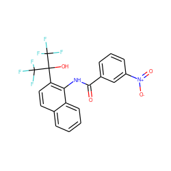 O=C(Nc1c(C(O)(C(F)(F)F)C(F)(F)F)ccc2ccccc12)c1cccc([N+](=O)[O-])c1 ZINC000013489812