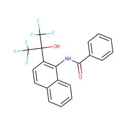 O=C(Nc1c(C(O)(C(F)(F)F)C(F)(F)F)ccc2ccccc12)c1ccccc1 ZINC000013489804