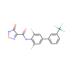 O=C(Nc1c(F)cc(-c2cccc(C(F)(F)F)c2)cc1F)c1no[nH]c1=O ZINC000082151669