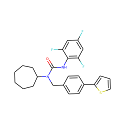 O=C(Nc1c(F)cc(F)cc1F)N(Cc1ccc(-c2cccs2)cc1)C1CCCCCC1 ZINC000013779965