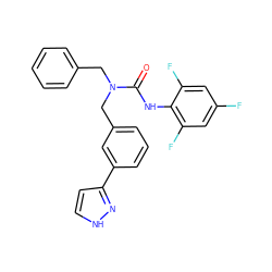 O=C(Nc1c(F)cc(F)cc1F)N(Cc1ccccc1)Cc1cccc(-c2cc[nH]n2)c1 ZINC000013779999