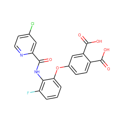 O=C(Nc1c(F)cccc1Oc1ccc(C(=O)O)c(C(=O)O)c1)c1cc(Cl)ccn1 ZINC000013587610