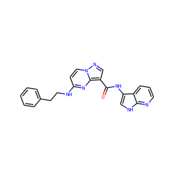 O=C(Nc1c[nH]c2ncccc12)c1cnn2ccc(NCCc3ccccc3)nc12 ZINC000096270688