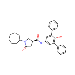 O=C(Nc1cc(-c2ccccc2)c(O)c(-c2ccccc2)c1)[C@H]1CC(=O)N(C2CCCCCC2)C1 ZINC000014959474