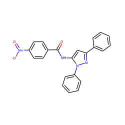 O=C(Nc1cc(-c2ccccc2)nn1-c1ccccc1)c1ccc([N+](=O)[O-])cc1 ZINC000013704338