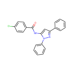 O=C(Nc1cc(-c2ccccc2)nn1-c1ccccc1)c1ccc(Cl)cc1 ZINC000001590899