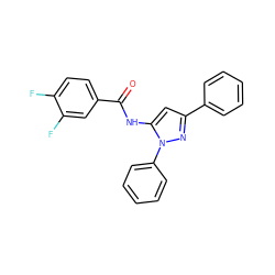 O=C(Nc1cc(-c2ccccc2)nn1-c1ccccc1)c1ccc(F)c(F)c1 ZINC000013584926