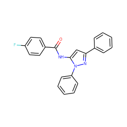 O=C(Nc1cc(-c2ccccc2)nn1-c1ccccc1)c1ccc(F)cc1 ZINC000013584918