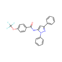 O=C(Nc1cc(-c2ccccc2)nn1-c1ccccc1)c1ccc(OC(F)(F)F)cc1 ZINC000013704328