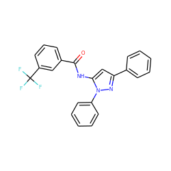 O=C(Nc1cc(-c2ccccc2)nn1-c1ccccc1)c1cccc(C(F)(F)F)c1 ZINC000013704320